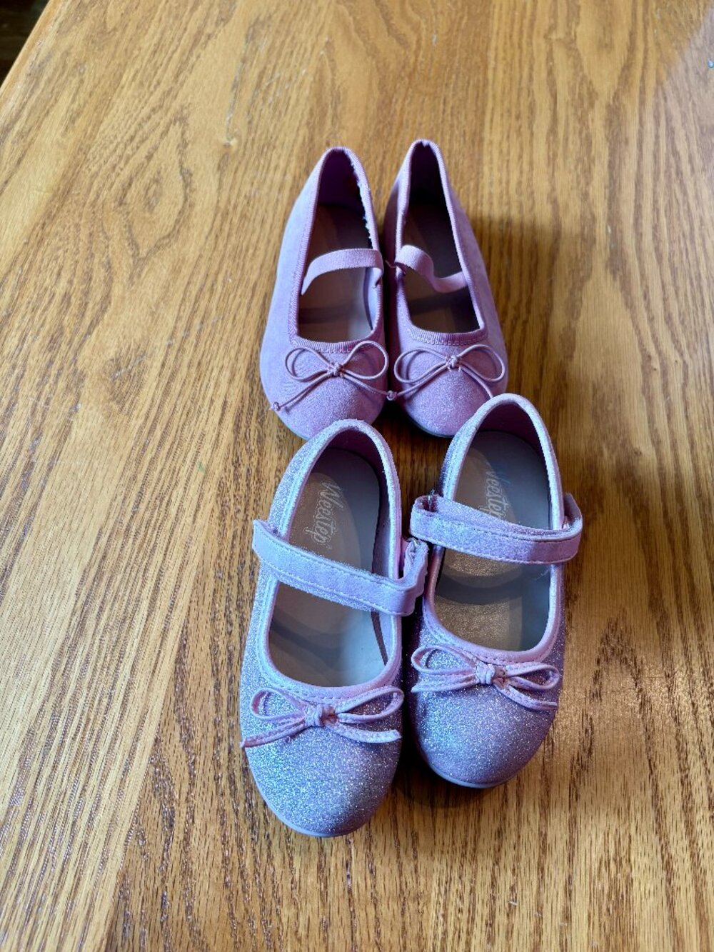 Girls Size 9 Dress Shoes Bundle Weestep & Old Navy Pink Glitter Mary Janes Flats